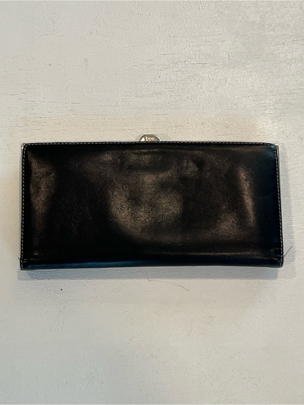 Lodis Black Leather Clutch with Silver Hardware
